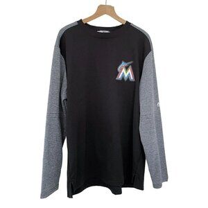 Majestic ThermaBase Men's Sz XL Miami Marlins Black Gray Thermal Shirt